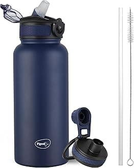 by Stovekraft Rush Thermos Stainless Steel Sipper Flask 975 ml with Straw,Cleaner and Additional Screw Cap| 24 Hours Hot and Cold|Ideal Usage for Office Men/Women|School/College|Travel|Blue