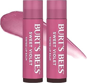 Burt's Bees Easter Basket Stuffers, Lip Tint Balm with Long Lasting 2 in 1 Duo Tinted Balm , Color Infused with Hydrating Shea Butter for a Natural Looking Buildable Finish, Sweet Violet (2-Pack)
