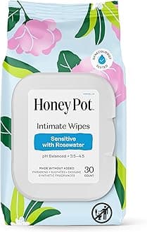 Intimate Wipes, Sensitive With Rose Water, 30 Count, The Honey Pot Company