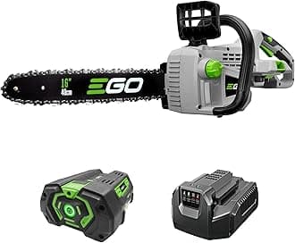 EGO Power+ CS1604 16-Inch 56-Volt Lithium-ion Cordless Chainsaw - 5.0Ah Battery and Charger Included, Black