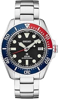 SEIKO Automatic Solar Dive Watch for Men - Prospex Collection - Black Dial with Luminous Markers - Stainless Steel - Water Resistant 200M