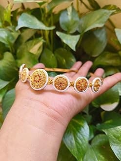 SparklingFloral Kundan Studded Hairband - Traditional Golden Headpiece for Women and Girls