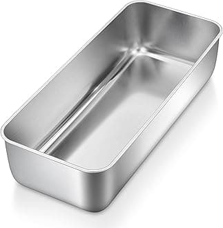 P&P CHEF Loaf Pans for Baking Bread, 12 x 5 Inch Large Stainless Steel Bread Loaf Pan Tins for Homemade Meatloaf Cake Brownies, Healthy & Sturdy, Oven & Dishwasher Safe, 1Pc