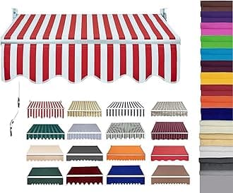 Retractable Patio Awning Replacement Fabric (Without Frame) Waterproof Shade Sun Shade Awning Cover Outdoor Patio Canopy Sunsetter Deck Awnings Polyester(D,(12x10ft) 3.6x3m)