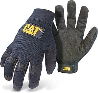 CAT012212M Spandex Back Utility Gloves – Black, Medium, Water-Resistant Clarino Palm Gloves with Adjustable Wrists