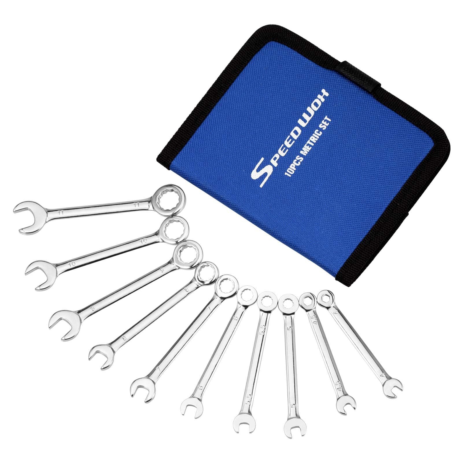SPEEDWOX 10 Pcs Mini Combination Wrench Set, 4-11mm Open and Box End for Automotive, Industry, Electronics, Mechanic, Home, Hobby - High Carbon Steel