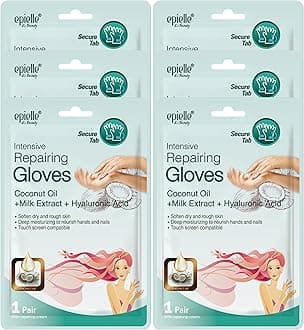 Intensive Repairing Hand Mask 6 Pairs, Soften with Coconut Oil & Milk Extract, Deep Moisturizing Gloves for Dry, Rough Skin, Self Care Gifts for Women, Spa Kit, Easter Basket Stuffers