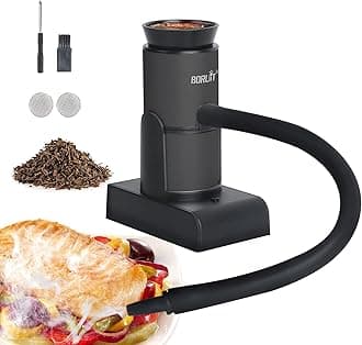 BORUIT Smoking Gun Cocktail Smoker Gun Includes Wood Chips and Accessories,Portable Drink Smoker,Indoor Food Smoker Infuser Kit for Cocktails,Meat,BBQ,Cheese,Veggies & Sous Vide（Black)