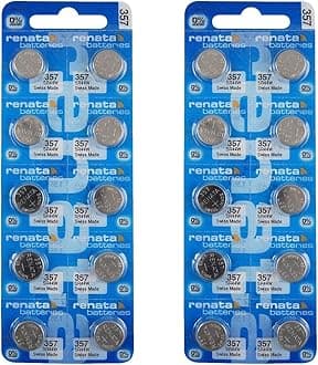 Renata 357 SR44W Batteries - 1.55V Silver Oxide 357 Watch Battery (20 Count)
