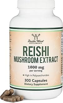 Reishi Mushroom Capsules (4:1 Ganoderma Extract, 1,000mg Red Reishi Powder Servings) 300 Count, 5 Month Supply, Potent Mushroom for Immune System Support and Defense by
