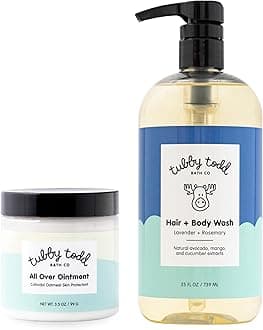 Baby Body Wash & All Over Ointment Eczema Set - Gentle, Hypoallergenic Skincare for Newborns & Toddlers - 25oz, Lavender Rosemary