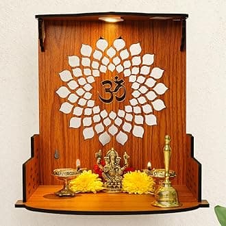 Ekhasa Wooden Pooja Mandir for Home Wall Mounted | Wooden God Temple | Pooja Stand | Puja Mandir | Temple for Office