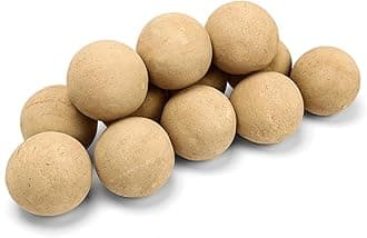 GRISUN 4-Inch Beige Round Ceramic Fire Balls – Firepit Spheres for Natural & Propane Fireplaces, Safe for Indoor & Outdoor Use, Reusable Set of 12 Decorative Fire Pit Accessories