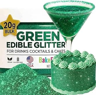 Dark Green Edible Glitter for Drinks 20g - Green Edible Glitter for Cakes Cocktails Cake Decoration Sprinkles - Green Luster Dust for Cocktail & Cake Topper Chocolate Baking Decorating Fondant Cookies - Drink Shimmer Spray - Food Grade Vegan, Kosher, Halal, Gluten Free - Made in USA