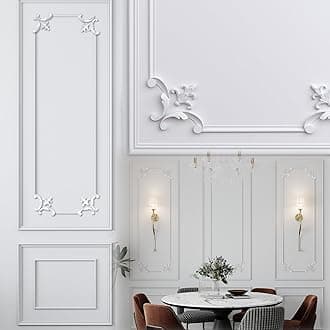 DoubleFill 63 x 24.4 Inch Wall Molding Kit French Style Corner Premade Accent Molding Wainscoting Panel with Corner for Interior Wall Moulding Decor Ready to Assemble Accent Panel(Fleur De Lis Style)