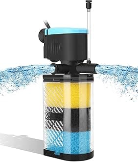 AquaMiracle Aquarium Filter 3-Stage in-Tank Filter Internal Fish Tank Filter Turtle Filter for 40-70 Gallon Fish Tanks with Dual Water Outlet & Aeration