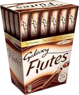 M-Ved Galaxy Flutes Chocolate Wafer Sticks, 24 Count, Tear to Share Pack
