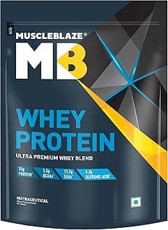 MuscleBlaze Whey Protein, Ultra Premium Blend with Whey Protein Concentrate & Isolate, 25g Protein per Scoop (Cafe Mocha, 1kg/2.2lbs)