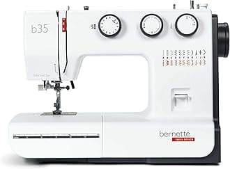 Bernette B35 Sewing Machine Swiss Design with 23 Stitches, 7 Presser Feet, Automatic Buttonhole, Quilting, Heavy-Duty Build, LED Light, Portable