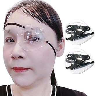 AMZVIO 2pcs Eye Shield After Cataract Surgery, Hard Protective Eye Patch for Sleeping,with Adjustable Strap, Breathable Ventilated Eye Covering for Cataract Recovery(Black)
