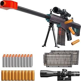 Shell Ejecting M82 Sniper Rifle,Toy Gun Light-Activated Color-Changing,Barrett Foam Blaster (with 80 Bullets and 40 Shells), are Suitable for Indoor and Outdoor Sniper Shooting Games.