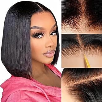 Bob Glueless Wigs Human Hair Pre Plucked Pre Cut 6x4 HD Transparent Lace Front Wigs Human Hair 150% Density Wear and Go Short Straight Wigs for Black Women No Glue Lace Closure Wigs 14 Inch