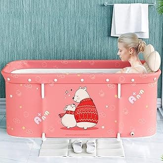 Vieunsok Portable Bathtub Kit, Foldable Soaking Bathing Tub for Adults, Soaking Standing Bath Tub for Shower Stall, Separate Family Bathroom SPA Tub, Ideal for Hot Bath Ice Bath 47.2x19.7x21.7inch