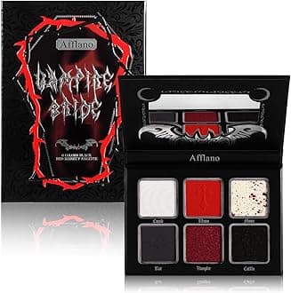 Goth Makeup Black Red Eyeshadow Palettes, Highly Pigmented Black Gray White Red Eye shadow Pallet With Mirror, Metallic Matte Dark Smokey Eyes Makeup Palette, Halloween SFX Clown Gothic Look