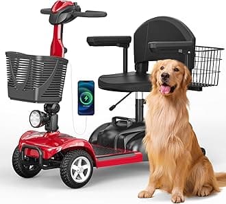 Spacewalk 4 Wheel Mobility Scooter for Seniors - with Dual Baskets, 350W Motor, 264 lbs Capacity, 15 Miles Range, USB Charging Port, Foldable Heavy Duty Mobile Scooter for Elderly