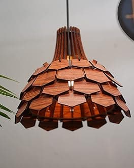 Homesake ® Wood Pendant Light, Mid Century Modern, Handmade, Ceiling Lamp, Chandelier Lighting, Industrial Lamp, Wooden Lamp, Lampshade Ceiling (Lotus)