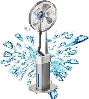 Outdoor Misting Fan,Oscillating High-Velocity Outdoor Pedestal Misting Fan, Patio Fans for Outside, 120° Oscillation, Waterproof, Industrial Fan for Outdoor-ultrasonic Spray (Size : 20 inches)