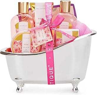 Spa Luxetique Mothers Day Gifts, Pamper Gifts for Women, 8pcs Rose Bath Gift Sets with Body Lotion, Body Butter, Bath Bombs, Bath Gift Sets for Women, Personalised Spa Gift Set, Birthday Gifts for Her