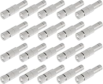 20pcs Brass Mister Nozzles, 6mm Misting Nozzles for Outdoor Cooling System, Landscaping, Air Humidification, Greenhouse Irrigation (with Filter, 0.024"/0.6mm Orifice)