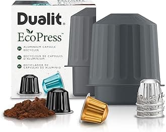 Dualit EcoPress Aluminium Coffee Capsule Recycling Tool - Nespresso Compatible Recycler - Premium Eco Friendly Tool Nespresso Capsules & Coffee Grounds