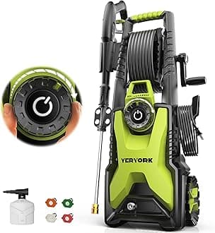 4000 PSI Electric Pressure Washer, 1900W Motor, 4 Adjustable Nozzles, 33 Foot Hose, Foam Cannon, Ideal for Driveways, Patios, Cars, Boats and More