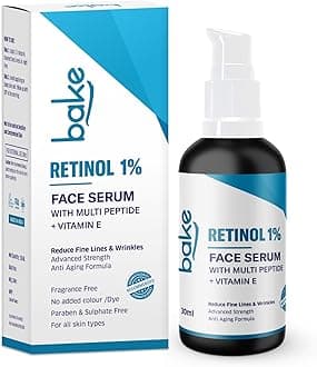BAKE 1% Retinol Face Serum with Multi Peptides for Anti Aging,Reduces Fine Lines & Wrinkles | Advanced Strength Serum | 30ml (30.00 ml, 1% Retinol)