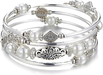 BULINLIN Layered Wrap Bangle Turquoise Bracelet - Bead Bracelet with Natural Agate Stone, Gifts For Women