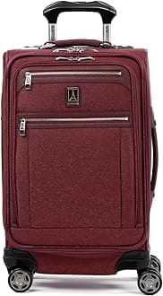 Platinum Elite Softside Expandable Carry on Luggage, 8 Wheel Spinner Suitcase, USB Port, Suiter, Men and Women, Bordeaux Red, Carry On 21-Inch