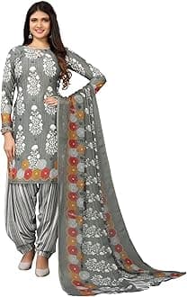 Readymade Indian Punjabi Style Crepe Patiala Salwar Suit with Dupatta for Women