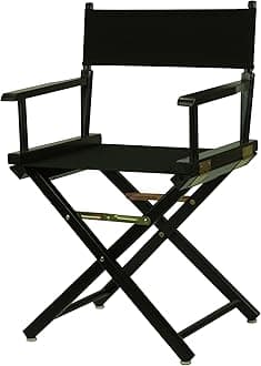 Director's Chair,Black Frame/Black Canvas,18" - Classic Height