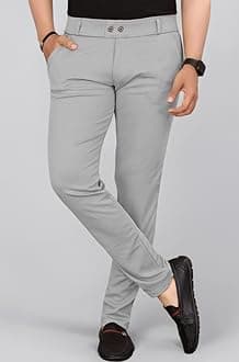 HARSHAD KUMAR & CO. Men's Solid Flexible Slim Fit Stretchable Comfortable Formal Trousers Pants
