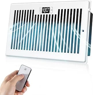 BIOWIND Quiet Register Booster Fan Fits 6" x 10" Register Holes, 10-Speed Smart Heating Cooling AC Vent Fan with Remote Control and Thermostat Control - White