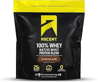 100% Whey Protein Powder - Post Workout Whey Protein Isolate, Zero Artificial Flavors & Sweeteners, Soy & Gluten Free, 5.5g BCAA, 2.6g Leucine, Essential Amino Acids, Chocolate 4 lb