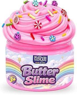 HOTKEI Pink Rose Scented Butter Slime for Kids 3 to 10 Years Kit Set with Sprinkles Candy Charms Soft Stretchy Toy Birthday Return Gift Toys for Kids Boys Girls Birthday