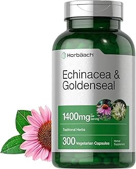 Horbäach Echinacea Goldenseal Capsules | 300 Count | Vegetarian, Non-GMO, Gluten Free Extract Supplement
