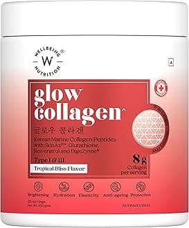 Glow Japanese Marine Collagen Peptides with SkinAx², Glutathione, Resveratrol, Bromelain & Goji Berry| Tropical Bliss Flavor - 250g