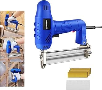 Electric Wood Stapler Electric Nailer 100 Nails + 300 Staples Tool Electric Stapler Nail Gun with 6 Adjustable Forces, Ideal for DIY Renovations