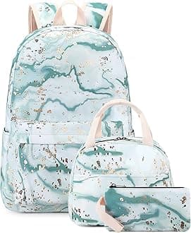 Teen Girls School Backpack Kids Bookbag Set with Lunch Box Pencil Case Travel Laptop Backpack Casual Daypacks (Gray)