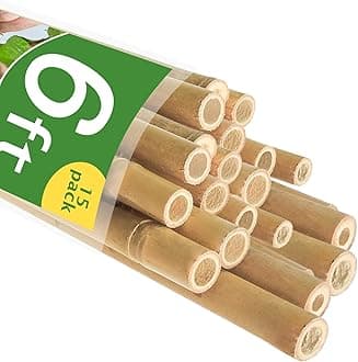 Bamboo Stakes 6FT, Garden Stakes 72 Inch for Plants, 5/8" D Thicker Sturdy Plant Stakes 20 Pack for Tomato, Beans, Flowers, Potted and More Climbing Plants