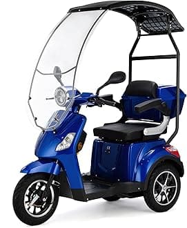 VELECO Draco - 3-Wheel Mobility Device - roof with Windshield - Magnetic Brake - Fully Assembled and Ready to Drive - Storage Space (Blue)